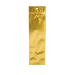 Sachet zip haute barrière avec trou de suspension or métallisé 6.3x22.8cm (100 pièces) [HZBB1MG]