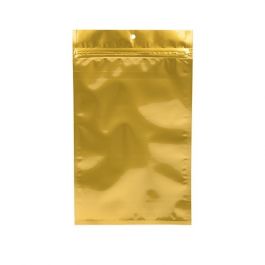 Sachet zip haute barrière avec trou de suspension or métallisé 7.6x11.4cm (100 pièces) [HZBB3MG]