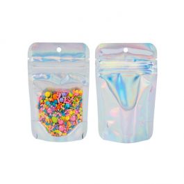 Doypack Transparentes/iridescentes/holographiques 7,9x5,1x13cm Trou de suspension (25 pièces) [ZBGH1C]
