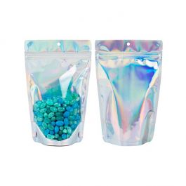 Doypack Transparentes/Iridescentes/Holographiques 13x7,9x20,6cm Trou de suspension (25 pièces) [ZBGH3C]
