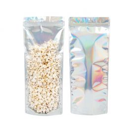 Doypack Transparentes/iridescentes/holographiques 17,8x6x43,2cm Trou de suspension (25 pièces) [ZBGH3NC]