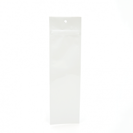 Sachet zip haute barrière avec trou de suspension blanc métallisé 6.3x22.8cm (100 pièces) [HZBB1MW]
