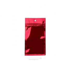Sachet zip haute barrière avec trou de suspension rouge métallisé 7.6x11.4cm (100 pièces) [HZBB3MR]