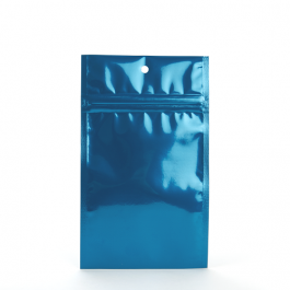 Sachet zip haute barrière avec trou de suspension Bleu métallisé 7.6x11.4cm (100 pièces) [HZBB3MBL]