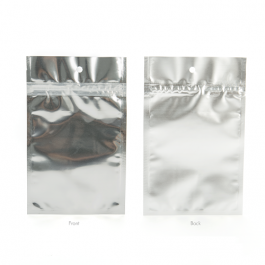 Sachet zip haute barrière avec trou de suspension et dos argent métallisé 7.6x11.4cm (100 pièces) [HZBB3S]