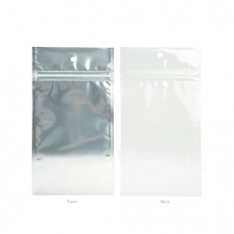 Sachet zip haute barrière avec trou de suspension et dos blanc métallisé 12.7x20.8cm (100 pièces) [HZBB6CW]