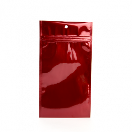 Sachet zip haute barrière avec trou de suspension rouge métallisé 9.2x12.7cm (100 pièces) [HZBB4MR]