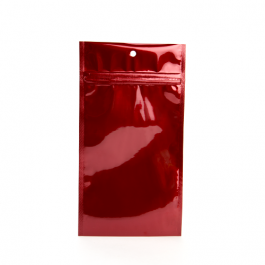 Sachet zip haute barrière avec trou de suspension rouge métallisé 12.7x20.8cm (100 pièces) [HZBB6MR]