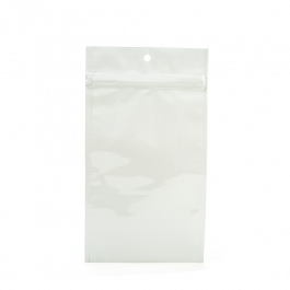 Sachet zip haute barrière avec trou de suspension blanc métallisé 7.6x11.4cm (100 pièces) [HZBB3MW]