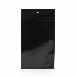 Sachet zip haute barrière avec trou de suspension noir métallisé 10.2x16.5cm (100 pièces) [HZBB5MB]