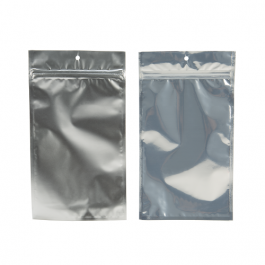 Sachet zip haute barrière avec trou de suspension et dos argent métallisé 15.4x23.5cm (100 pièces) [HZBB7S]