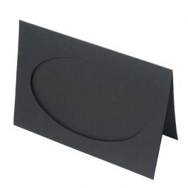 Carte passe-partout noir avec découpage rectangulaire intérieur de 10 1/2 x 16.3cm avec découpage intérieur ovale de 12.5 x 17.5cm. 240g 13.0 x 17.8cm (25 Pièces) [PJ42121] Liquidation!