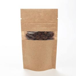 Doypack Kraft avec fenêtre horizontale 8x5x13cm | 28g (100 pièces) [ZBGW1K]