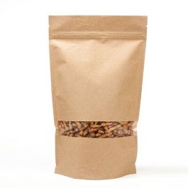 Doypack Kraft avec fenêtre horizontale 17.1x8.9x28.5cm | 340g (100 pièces) [ZBGW4K]