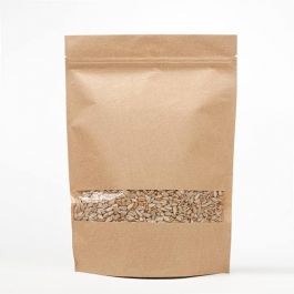 Doypack Kraft avec fenêtre horizontale 21x8.9x29.2cm | 510g (100 pièces) [ZBGW5K]