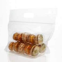Sachet plastique à poignées et zip pour 15 macarons (100 pièces) [MBG6]