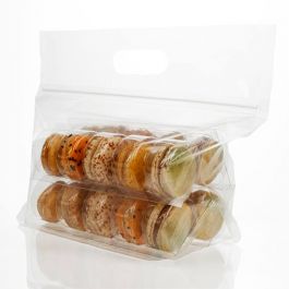 Sachet plastique à poignées et zip pour 20 macarons (100 pièces) [MBG7]