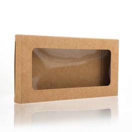 Boite en papier kraft à fenêtre avec feuille PET insérée 7x1.4x13.8cm (25 Pièces) [WKRG273]