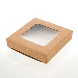 Boite en papier kraft à fenêtre avec feuille PET insérée 7x2.1x6.8cm (25 Pièces) [WKRG319]