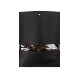 Sachets Kraft Noir Ecologique 12,7x17,8 cm Thermosoudable avec fenêtre (100 pièces) [KHS57BKW]