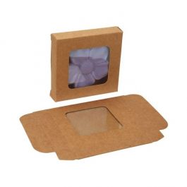 Boite en papier kraft à fenêtre avec feuille PET insérée 7x1.4x6.8cm (25 Pièces) [WKRG277]