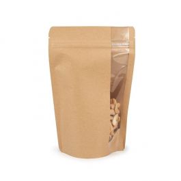 Doypack Kraft avec fenêtre verticale 14.9x8.9x23.2cm (100 pièces) [ZBGV7K]