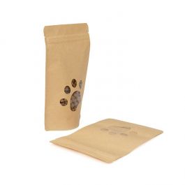 Doypack Kraft avec fenêtre en patte de chien 13x7.9x20.6cm (25 pièces) [ZBGW3KSP]