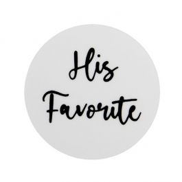Autocollant rond His Favorite (Blanc avec Texte Noir) 3,8 cm (1 Feuille) [LS1HHIS]