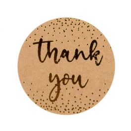 Autocollant rond Thank You (Kraft avec Texte Or) 3,8 cm (1 Feuille) [LS1HKTY]