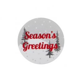 Autocollant rond Season's Greetings (Gris/Blanc avec Rouge Hot Stamp) 3,8 cm (1 Feuille) [LS1HSG]