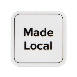 Autocollant Carré Made Local (Blanc avec Texte Noir) 2,5 cm (1 Feuille) [LS1ML]