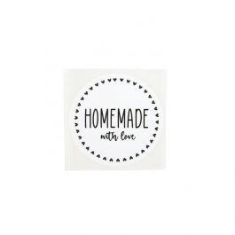 Autocollant rond Homemade avec Love (Blanc avec Texte Noir) 5,1 cm (1 Feuille) [LS2HML]