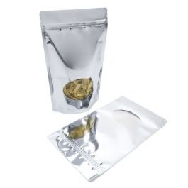 Doypack Métallisé Argenté avec fenêtre ovale 17.1x8.9x28.6cm | 340g (100 pièces) [ZBGMO4S]