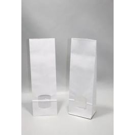 Sac à fond carré en papier kraft blanchi 80g/m2 et fenêtre transparente 30 microns (contenance 1Kg) 10.5 x 6.5 x 33 cm (100 pièces) [PAB1013]