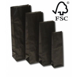 Sachet à fond plat en kraft noir avec protection intérieur imperméable 60+40 g/m² 10.5x6.5x28 cm (100 pièces) [PABZ1028]