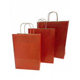 Sac de course Rouge Foncé Papier Kraft 90 g/m2 26+12x35cm (50 pièces) [PAM2635DKR]