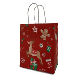 Sac de course Noël 18+8x22cm Kraft 90 grammes (50 pièces) [PAM1822RXmas]