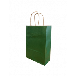 Sac de course Vert Foncé Papier Kraft 90 g/m2 22+10x31cm (50 pièces) [PAM2231DKGR]