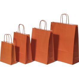 Sac de course Orange Papier Kraft 100 g/m2 32+12x41cm (50 pièces) [PAM3241OR]