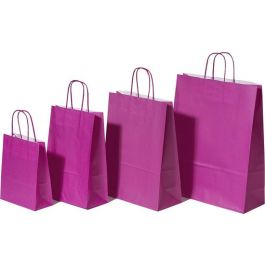 Sac de course Rose Papier Kraft 90 g/m2 26+12x35cm (50 pièces) [PAM2635P]