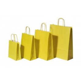 Sac de course Jaune Papier Kraft 90 g/m2 18+8x22cm (50 pièces) [PAM1822Y]