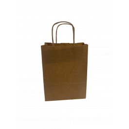 Sac de shopping en kraft 90 g/gm poignées torsadées14x8x21cm (50 pcs) [PAMB1421]