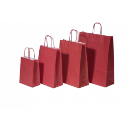 Sac de course Rouge Papier Kraft 100 g/m2 32+12x41cm (50 pièces) [PAM3241R]