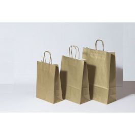 Sac de course Or Papier Kraft 90 g/m2 26+12x35cm (50 pièces) [PAM2635GO]
