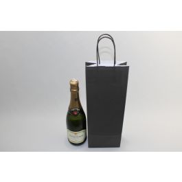 Sac à bouteilles en papier kraft Noir 110 g/m 14x8x39 cm (50 pcs) [PAWF1439BK]