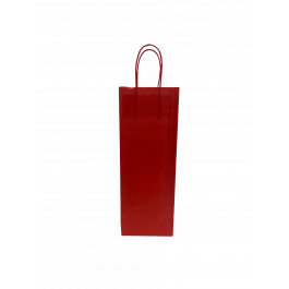 Sac à bouteilles en papier kraft rouge 110 g/m 14x8x39 cm (50 pcs) [PAWF1439BR]