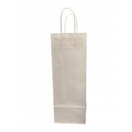 Sac à bouteilles en papier kraft blanc 110 g/m 14x8x39 cm (50 pcs) [PAWF1439W]