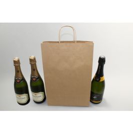 Sac à bouteilles en papier kraft 110 g/m + séparateur 26x8x39 cm (50 pcs) [PAWF2639]