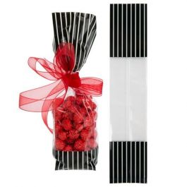 Sachet SOS imprimé avec rayures noirs/blanches 5.1x4.8x24.1 cm (100 pièces) [G1BKC]