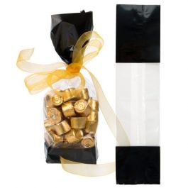Sachet SOS imprimé transparent avec extrémités noires 6.7x4.8x27.3 cm (100 pièces) [G2BK]
